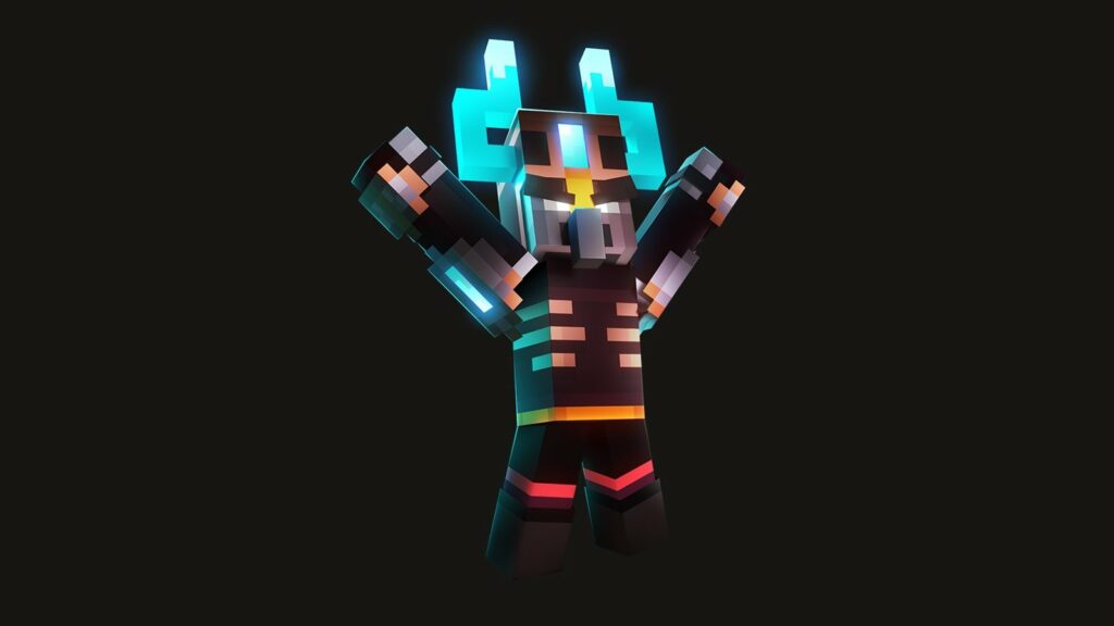 Верховный вызыватель из Minecraft Dungeons II поднимает руки