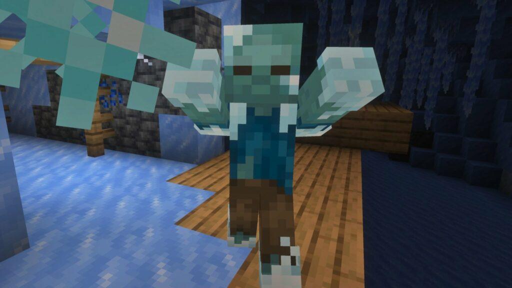 Зомби Frostbite в ледяной пещере Minecraft