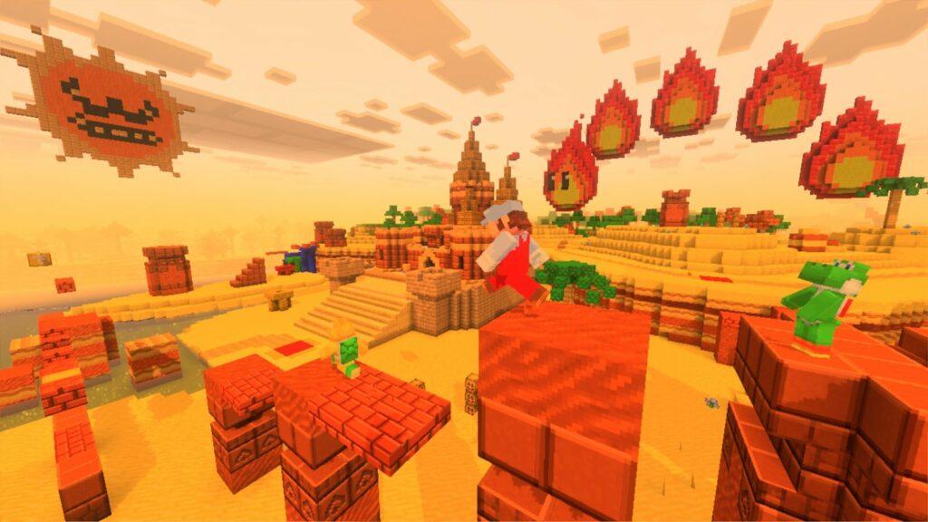 Пустынный мир набора Super Mario Mash-Up в Minecraft для Switch 2