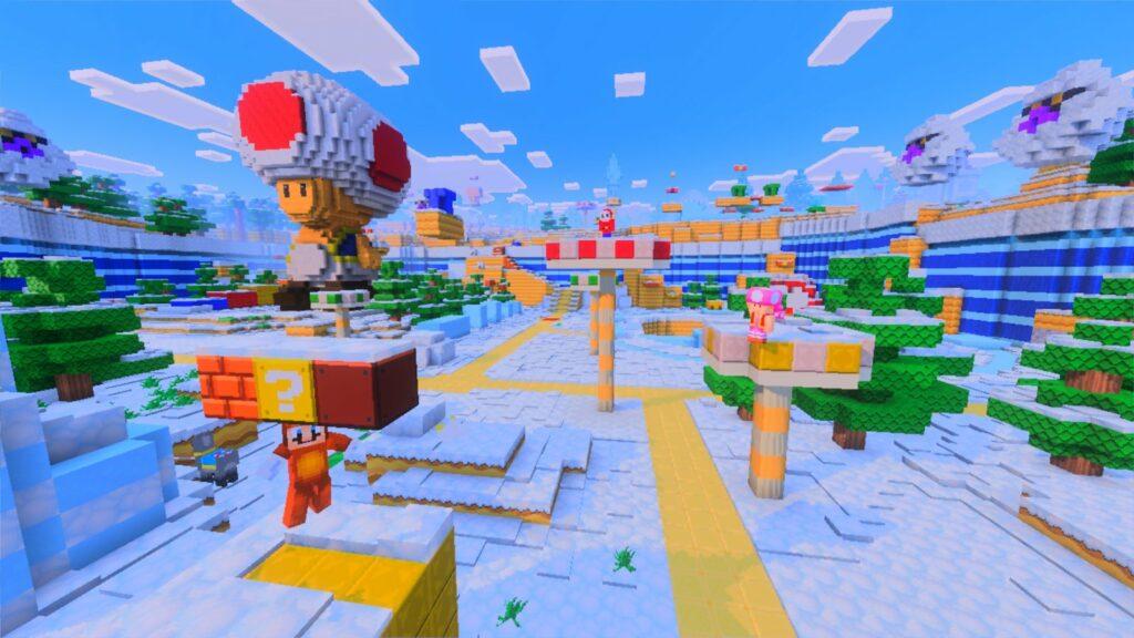 Снежный мир набора Super Mario Mash-Up в Minecraft для Switch 2