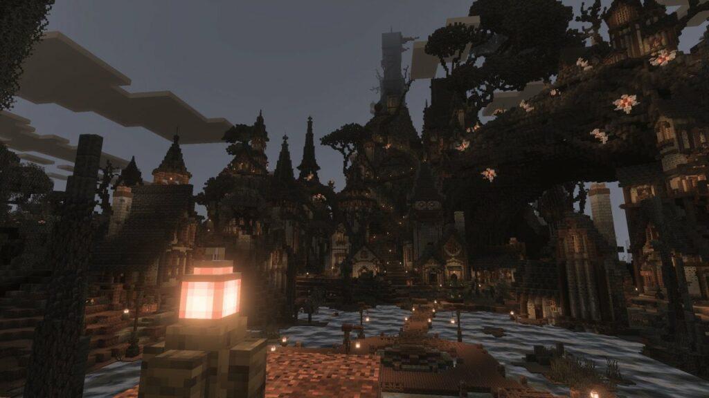 Особняк и город в Бледном саду, аддон Ultimate Pale Garden для Minecraft
