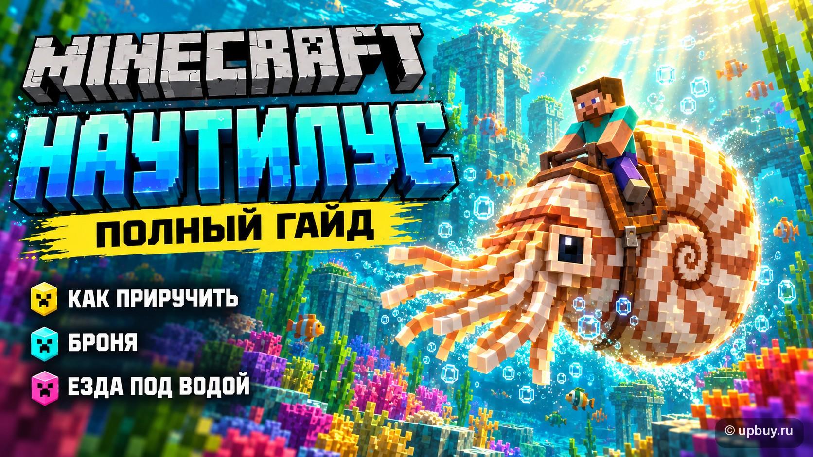 Наутилус в Minecraft: как приручить, зачем броня и что даёт езда под водой